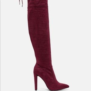 Women’s Burgundy Over the Knee Heel Boot
